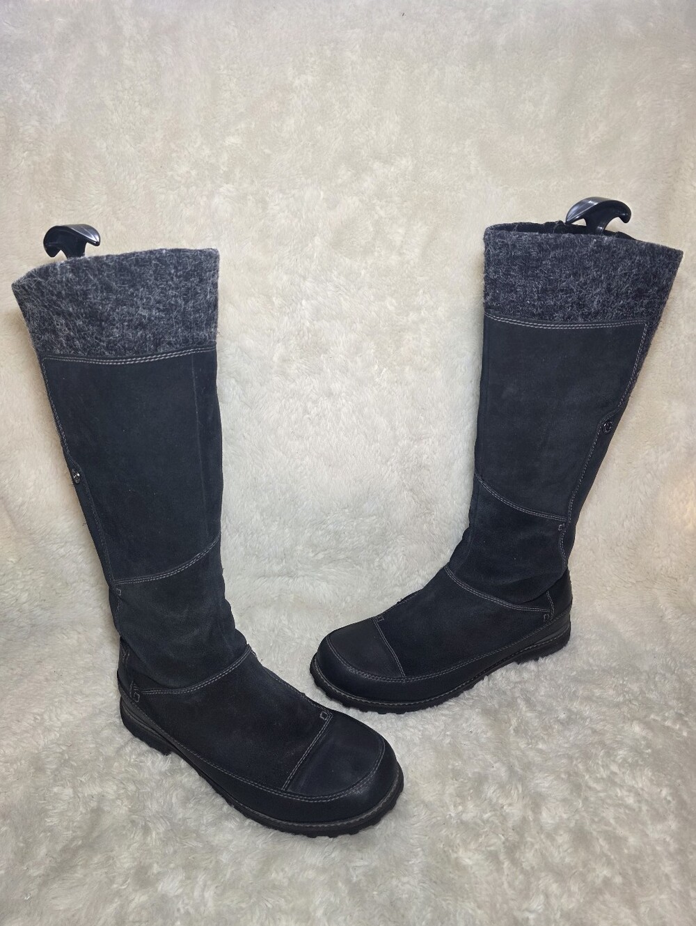 The North Face Primaloft Suede Tall Winter Boots Black Felt Cuff Women's Size 10